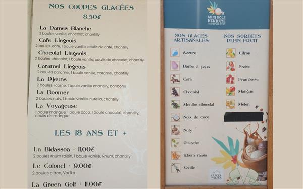 snack mini golf glaces